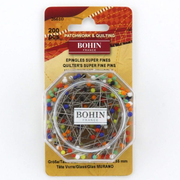 ALFILERES BOHIN CAB. VIDRIO COLOR 0,55X35mm 200UDS