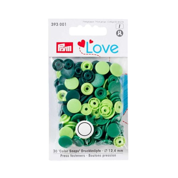 SNAPS PRYM COLORES 12.4MM X30 TONOS VERDES P.LOVE