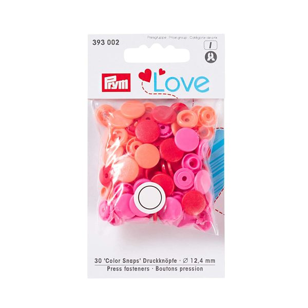 SNAPS PRYM COLORES 12.4MM X30 TONOS ROJOS P.LOVE