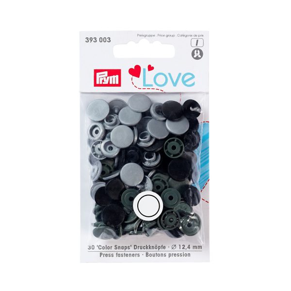 SNAPS PRYM COLORES 12.4MM X30 TONOS GRISES P.LOVE