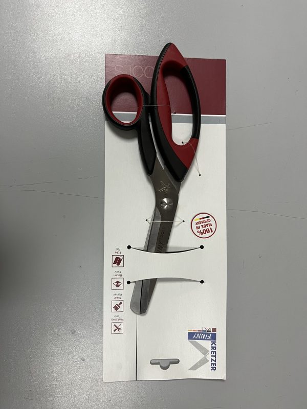 TIJERA FINNY TOOLS 24CM MICROSERRADA 1 HOJA ROJA
