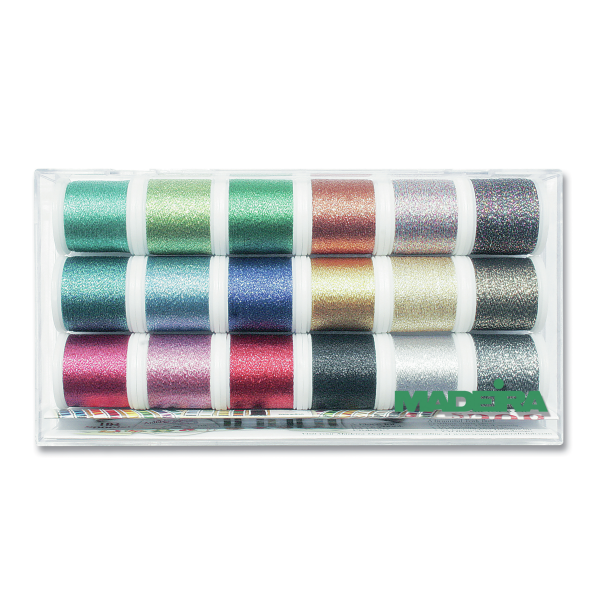 CAJA MUESTRARIO 18 BOBINAS METALLIC Nº 40 - 200M
