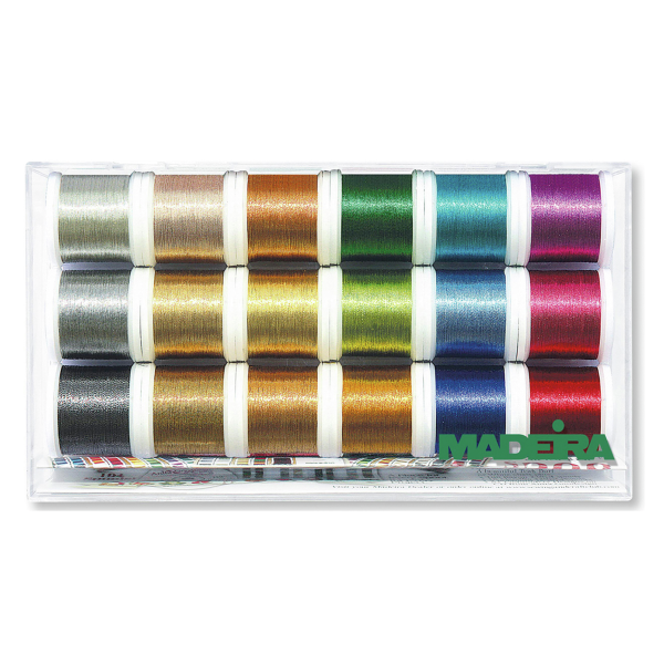 CAJA MUESTRARIO 18 BOBINAS METALLIC Nº 40 - 200M