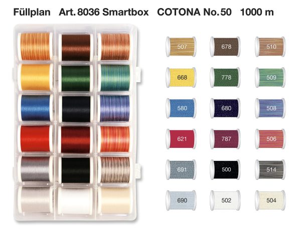 CAJA SMARTBOX COTTONA Nº 50 - 1.000M 18 BOBINAS - Imagen 2